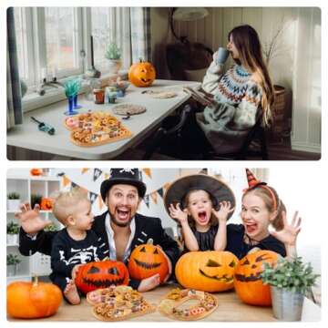PEUTIER 3pcs Halloween Charcuterie Board, BOO Halloween Cheese Board Wooden Halloween Serving Platter Snack Trays Dinnerware Cookware for Home Kitchen Candy Cookie