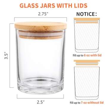 SUPMIND 15 Pack Glass Candle Jars -7oz Jars with Bamboo Lids & Labels for Candles