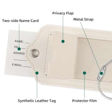 Personalized PU Leather Luggage Tags with Initials