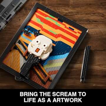 Cabagii The Scream Wall Art Building Sets for Adults, Famous Art Set, Display Framed DIY Painting Building Blocks, 3D Wall Art Building Kit for Home Office Décor