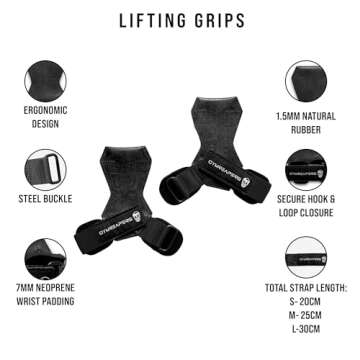 Gymreapers Weight Lifting Grips (Pair) for Heavy Powerlifting, Deadlifts, Rows, Pull Ups, with Neopr...