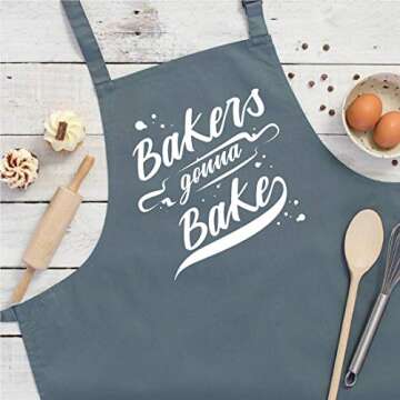 Funny Baking Aprons for Women Men, Cute Baking Gifts for Bakers, Kitchen Cooking Apron with 2 Pocket...
