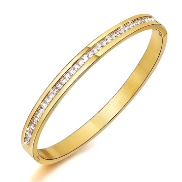 Ropartman 14K Gold Plated Bangle Bracelets - Elegant & Durable Tennis Bracelet