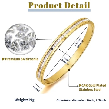 Ropartman Gold Plated Bangle Bracelet for Women