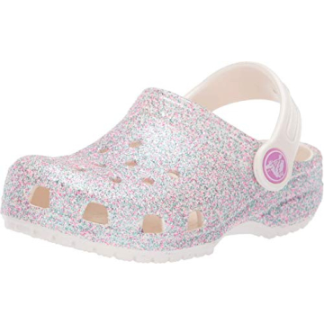 Crocs Unisex-Child Classic Glitter Clogs | Sparkly Shoes for Kids, Oyster, 8 Toddler