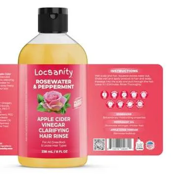 Locsanity Rosewater Peppermint Apple Cider Vinegar Clarifying Hair Rinse 8oz
