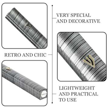 Black Aluminum Silver-Tone Grey Stripes Classic Mezuzah Case, 5"