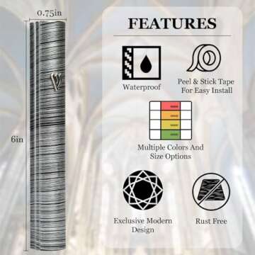 Black Aluminum Silver-Tone Grey Stripes Classic Mezuzah Case, 5"
