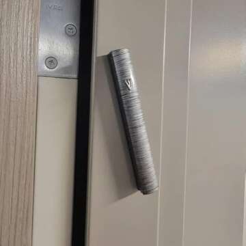 Black Aluminum Silver-Tone Grey Stripes Classic Mezuzah Case, 5"