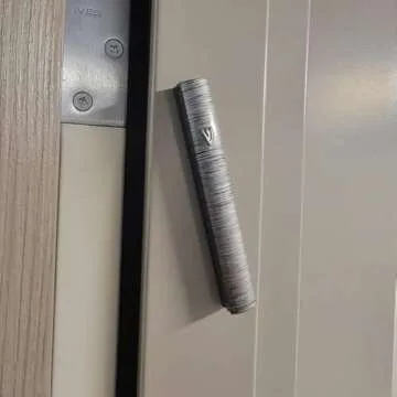 Black Aluminum Silver-Tone Grey Stripes Classic Mezuzah Case, 5"