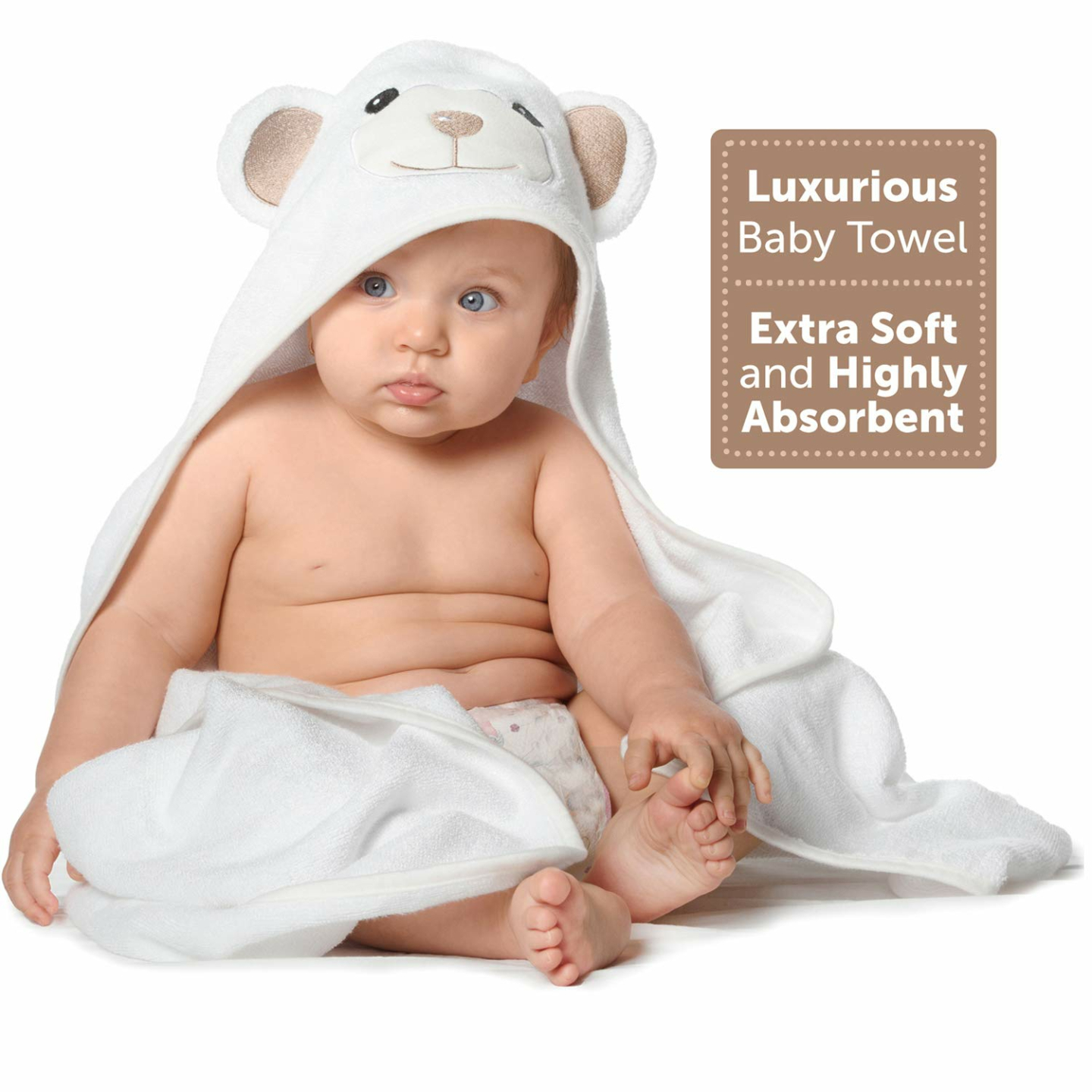 Organic Bamboo Baby Hooded Towels - Soft & Hypoallergenic