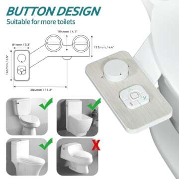 SAMODRA Bidet Attachment, Non-Electric Cold Water Bidet Toilet Seat Attachment with Pressure Controls, Retractable Self-Cleaning Dual Nozzles for Frontal & Rear Wash - Brushed Nickel