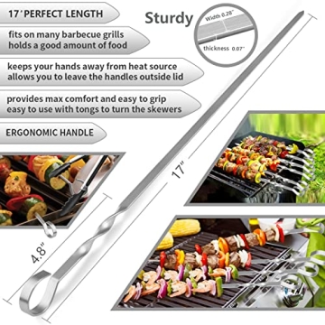 17" Stainless Steel Kabob Skewers for Perfect Grilling
