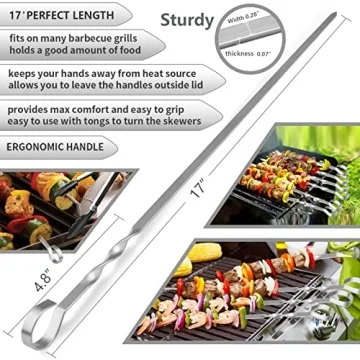 17" Stainless Steel Kabob Skewers for Perfect Grilling