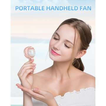 Handheld Fan, Portable Mini Fan 3 Speeds, 1800mAh Small Hand Fan Battery Operated, Personal Makeup E...