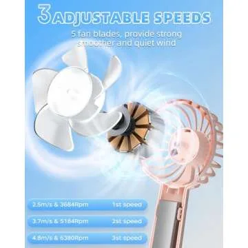 Handheld Fan, Portable Mini Fan 3 Speeds, 1800mAh Small Hand Fan Battery Operated, Personal Makeup Eyelash Fan USB Rechargeable, Gifts for Stylish Girls Women Kids