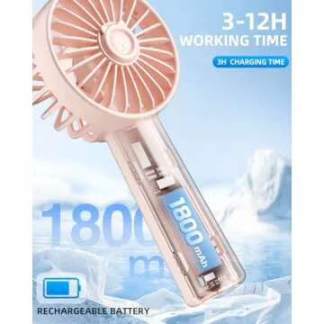 Handheld Fan, Portable Mini Fan 3 Speeds, 1800mAh Small Hand Fan Battery Operated, Personal Makeup Eyelash Fan USB Rechargeable, Gifts for Stylish Girls Women Kids
