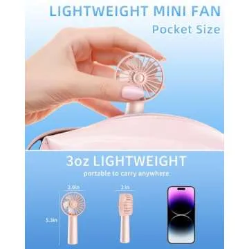 Handheld Fan, Portable Mini Fan 3 Speeds, 1800mAh Small Hand Fan Battery Operated, Personal Makeup Eyelash Fan USB Rechargeable, Gifts for Stylish Girls Women Kids