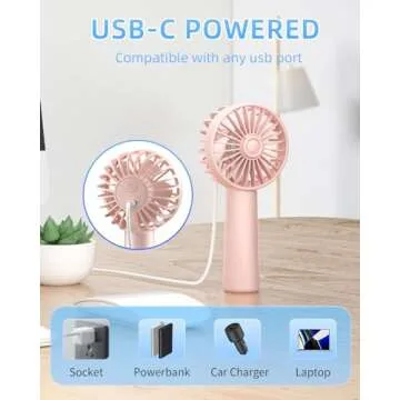 Handheld Fan, Portable Mini Fan 3 Speeds, 1800mAh Small Hand Fan Battery Operated, Personal Makeup Eyelash Fan USB Rechargeable, Gifts for Stylish Girls Women Kids