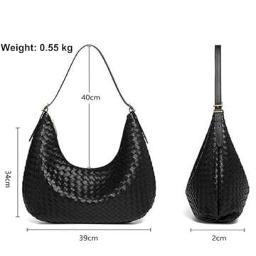 Shoulder Handbags Shoulder Bag for Women Totes Woven Vegan Leather Bag Hand Bag Working Lightweight ...