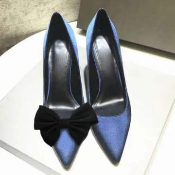 Tsangbaby 2 Pcs Black Satin Bow Shoe Clips Removable Shoe Clips Elegant Wedding Party Shoe Buckle Bag Clothing Hair Accessories for Women Girls