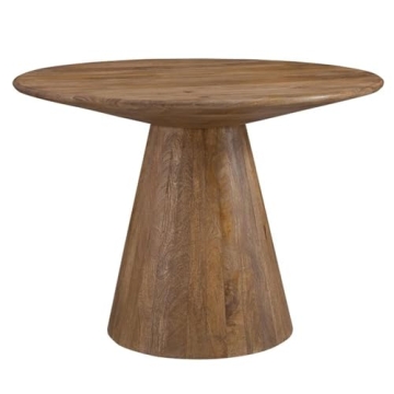 Bassett Mirror Company Raynor Brown Round Dining Table in Mango Wood and Resin
