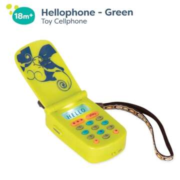 B. toys – Hellophone- Lime- Pretend Play Toy Cell Phone – Kids Play Phone with Light Sounds & Songs – Toddler Toy Phone with Message Recorder- 10 months +