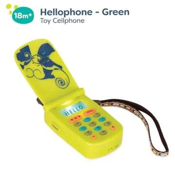 B. toys – Hellophone- Lime- Pretend Play Toy Cell Phone – Kids Play Phone with Light Sounds & Songs – Toddler Toy Phone with Message Recorder- 10 months +