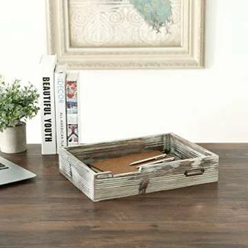 MyGift Rustic Wood Stackable Document Tray Organizer