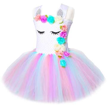 HJTT Girls Unicorn Costume Pastel Tulle Dress for Parties