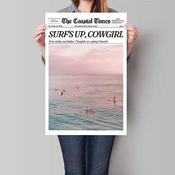 Trendy Pink Coastal Canvas Wall Art - Coastal Cowgirl Aesthetic