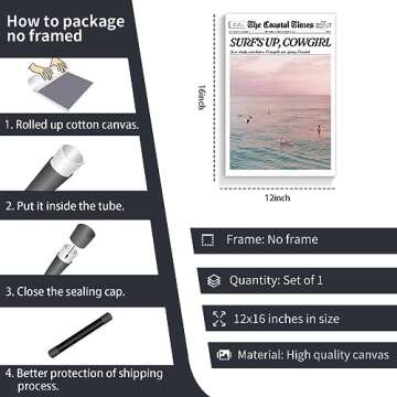 Trendy Pink Coastal Canvas Wall Art for Beach Lovers