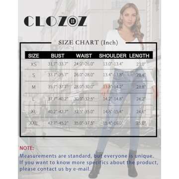 CLOZOZ Long Sleeve Shirts for Women Sexy V Neck Tops Fitted Tight T Shirts Basic Tee Black