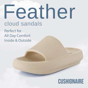 CUSHIONAIRE Feather Slides – Comfortable Cloud Cushion House Slippers for Women, Indoor Outdoor EV...
