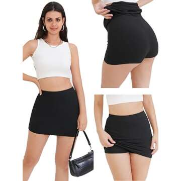 Black Mini Skirt Skort for Women Pencil Bodycon Short Skirts with Shorts Underneath y2k Cargo Skirt ...