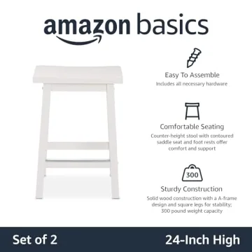 Amazon Basics Solid Wood Counter Height Barstools Set of 2