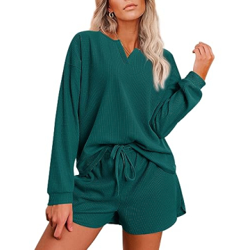 Ekouaer Pajama Set for Women Waffle Knit Lounge Sets - Stylish and Comfortable for All Occasions