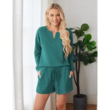 Ekouaer Women's Waffle Knit Pajama Set - Stylish Comfort