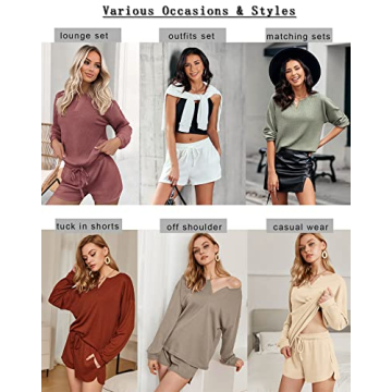 Ekouaer Women's Waffle Knit Pajama Set - Stylish Comfort