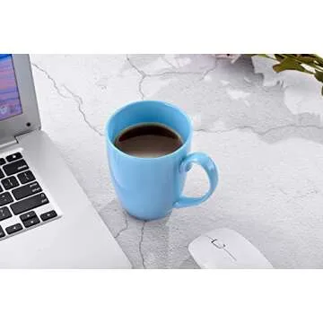 MIWARE 13 Ounce Porcelain Mugs, Set of 6, Tea and Coffee Mug Set, Multicolor (Multicolor, 13OZ)