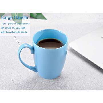 MIWARE 13 Ounce Porcelain Mugs, Set of 6, Tea and Coffee Mug Set, Multicolor (Multicolor, 13OZ)