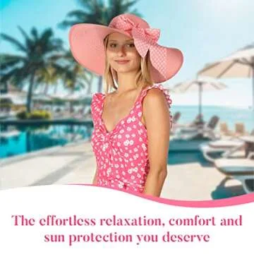 Funcredible Kentucky Derby Hat for Women - Pink Wide Brim Floppy Derby Hat - Large Straw Sun Hat with Elegant Ribbon, Perfect for Derby Day Outfits