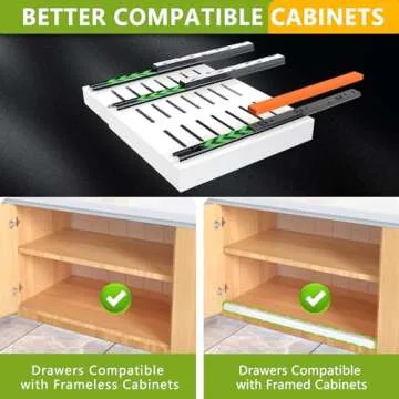 2 Pack Pull Out Cabinet Organizer 21" Deep Expandable Slide Out Drawer Organizers, No Drill Pull Out...