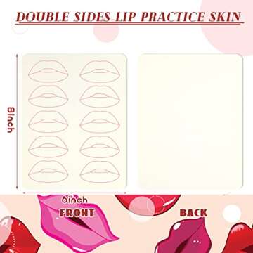 Maitys 5 Sheets Lip Tattoo Practice Skin for Makeup Mastery