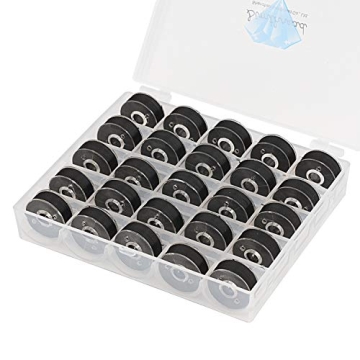 Simthread 25pcs Black Prewound Bobbin Thread Size L (SA155) 60WT for Brother Husqvarna Pfaff Embroid...