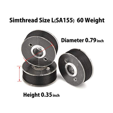 Simthread 25pcs Black Prewound Bobbin Thread for Embroidery