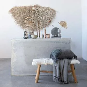 Elegant Bloomingville Wood Bench with Goat Fur Top