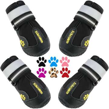 QUMY Dog Boots - Weatherproof Shoes for Medium & Large Dogs