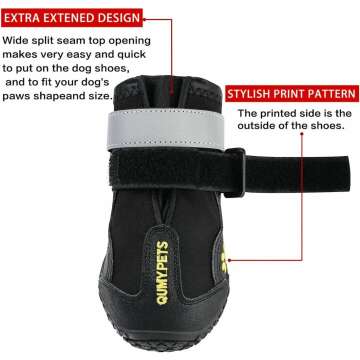 QUMY Dog Boots - Weatherproof Shoes for Medium & Large Dogs
