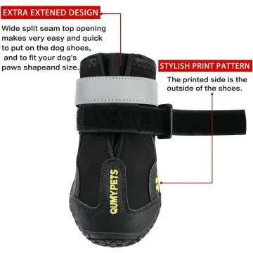 QUMY Dog Boots - Weatherproof Shoes for Medium & Large Dogs